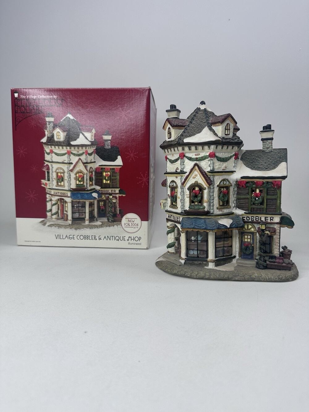 St. Nicholas Square Village Collection Illuminated Antique Cobbler & Shop